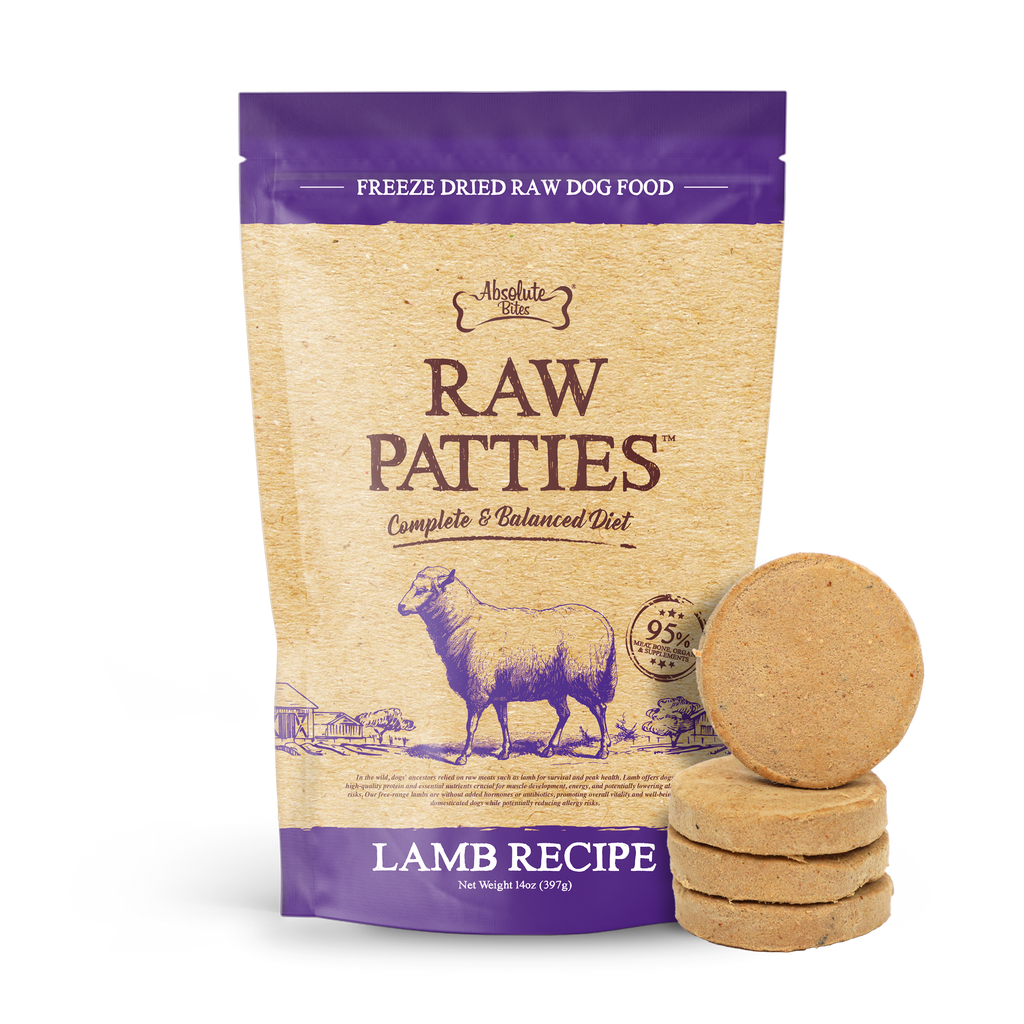 Absolute Bites Freeze Dried Raw Patties Dog Food - Lamb Recipe (14oz).