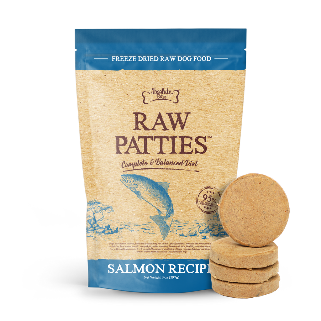Absolute Bites Freeze Dried Raw Patties Dog Food - Salmon Recipe (14oz).