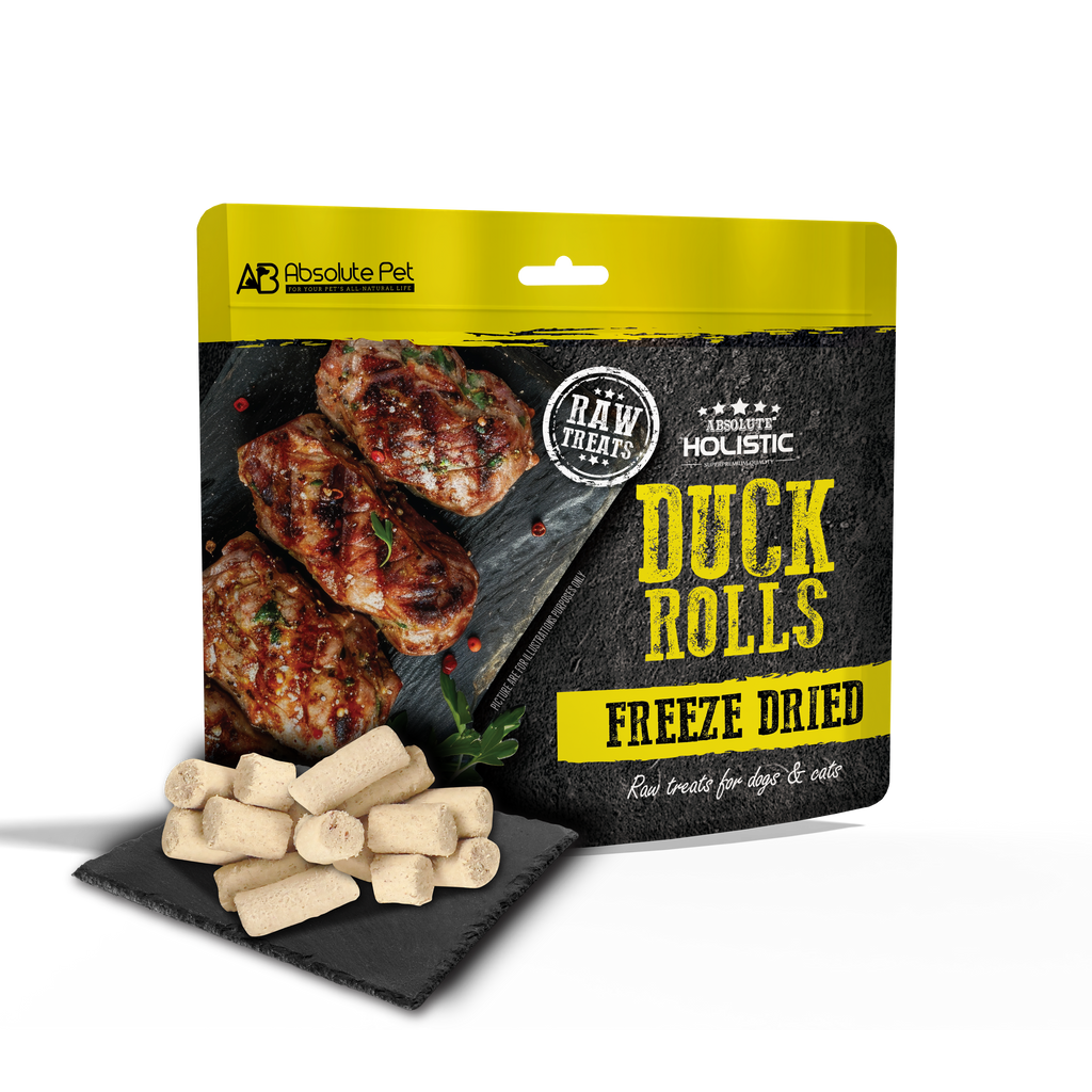 Absolute Holistic Freeze Dried Raw Treats for Cats & Dogs - Duck Rolls (60g).