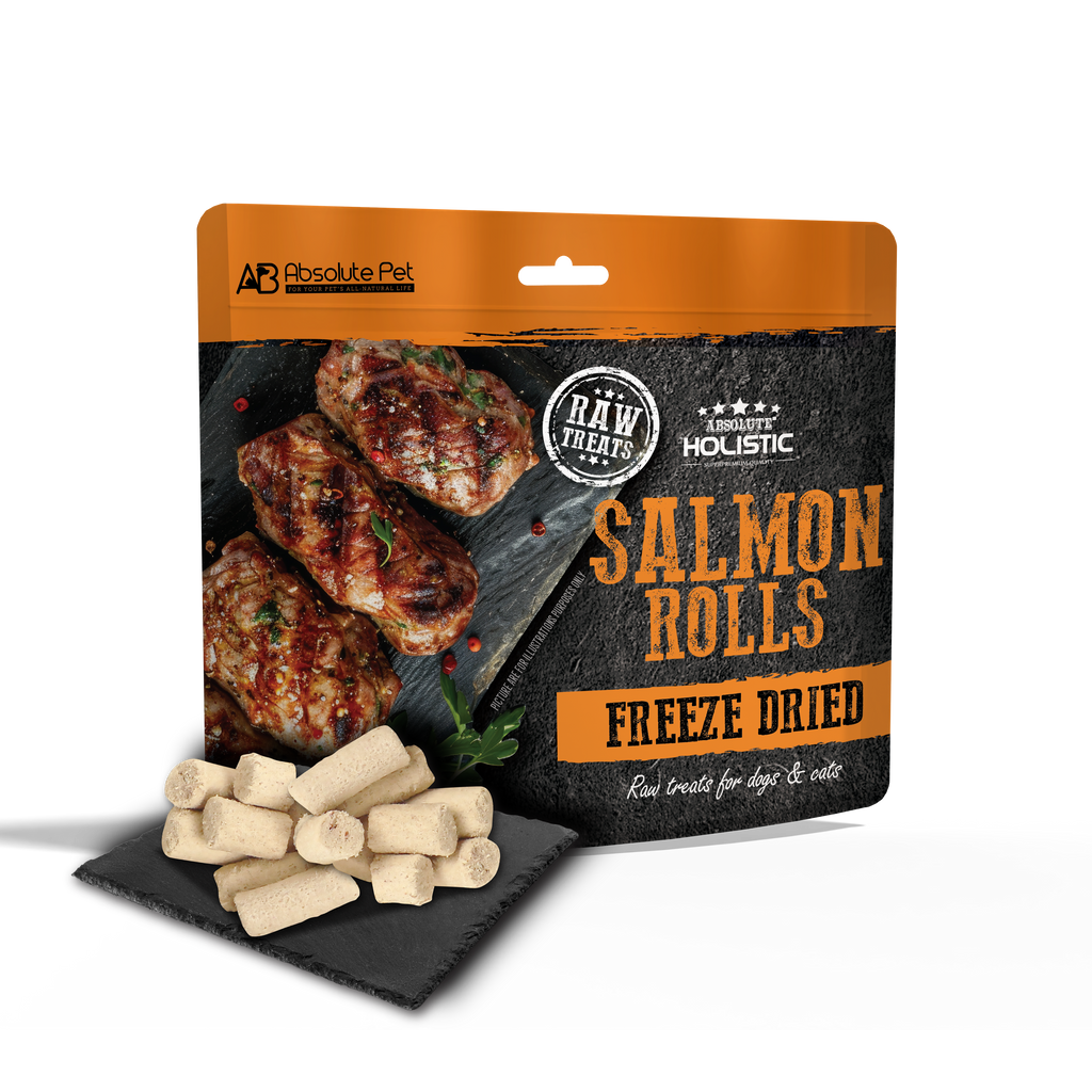 Absolute Holistic Freeze Dried Raw Treats for Cats & Dogs - Salmon Rolls (60g).