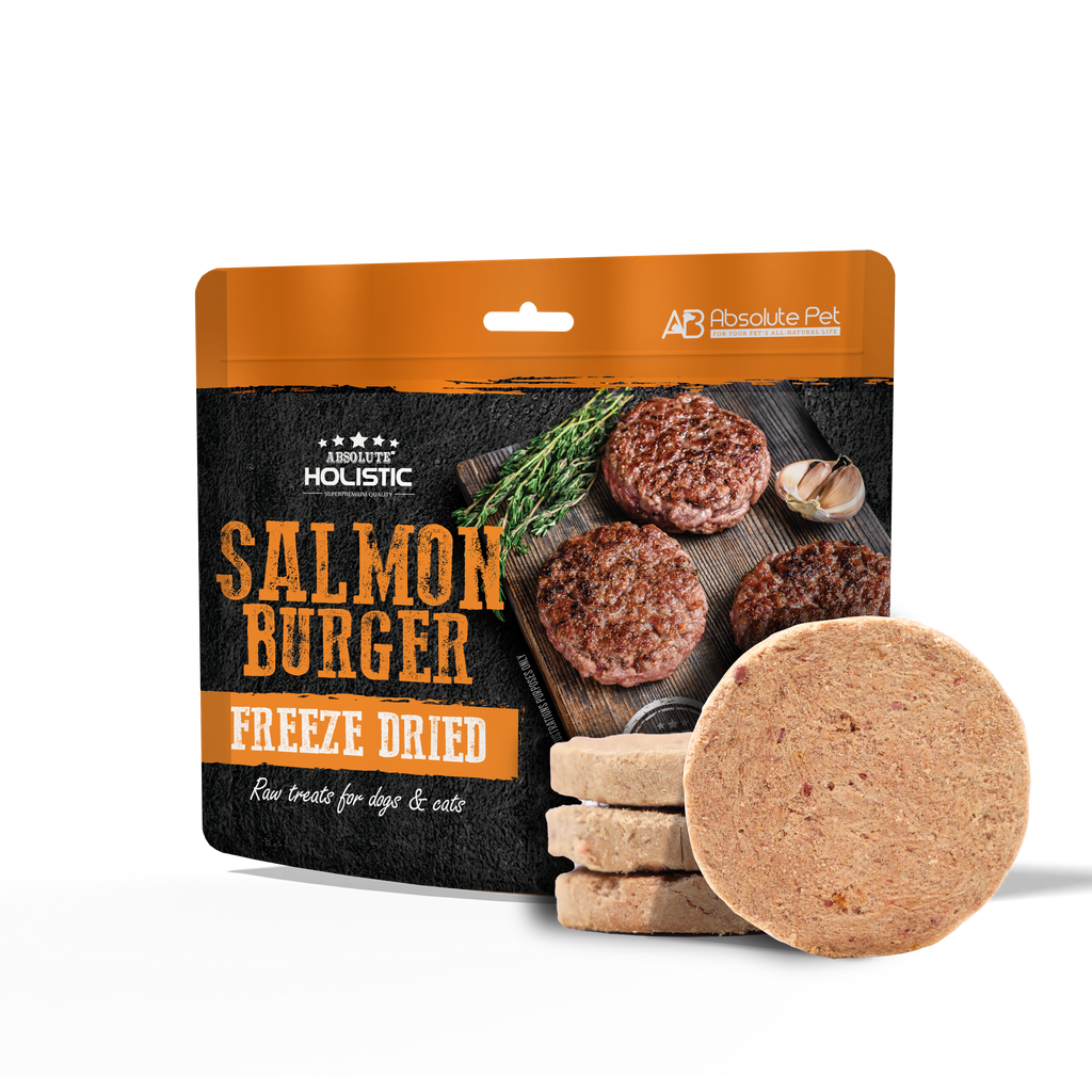 Absolute Holistic Freeze Dried Raw Treats for Cats & Dogs - Salmon Burger (80g).