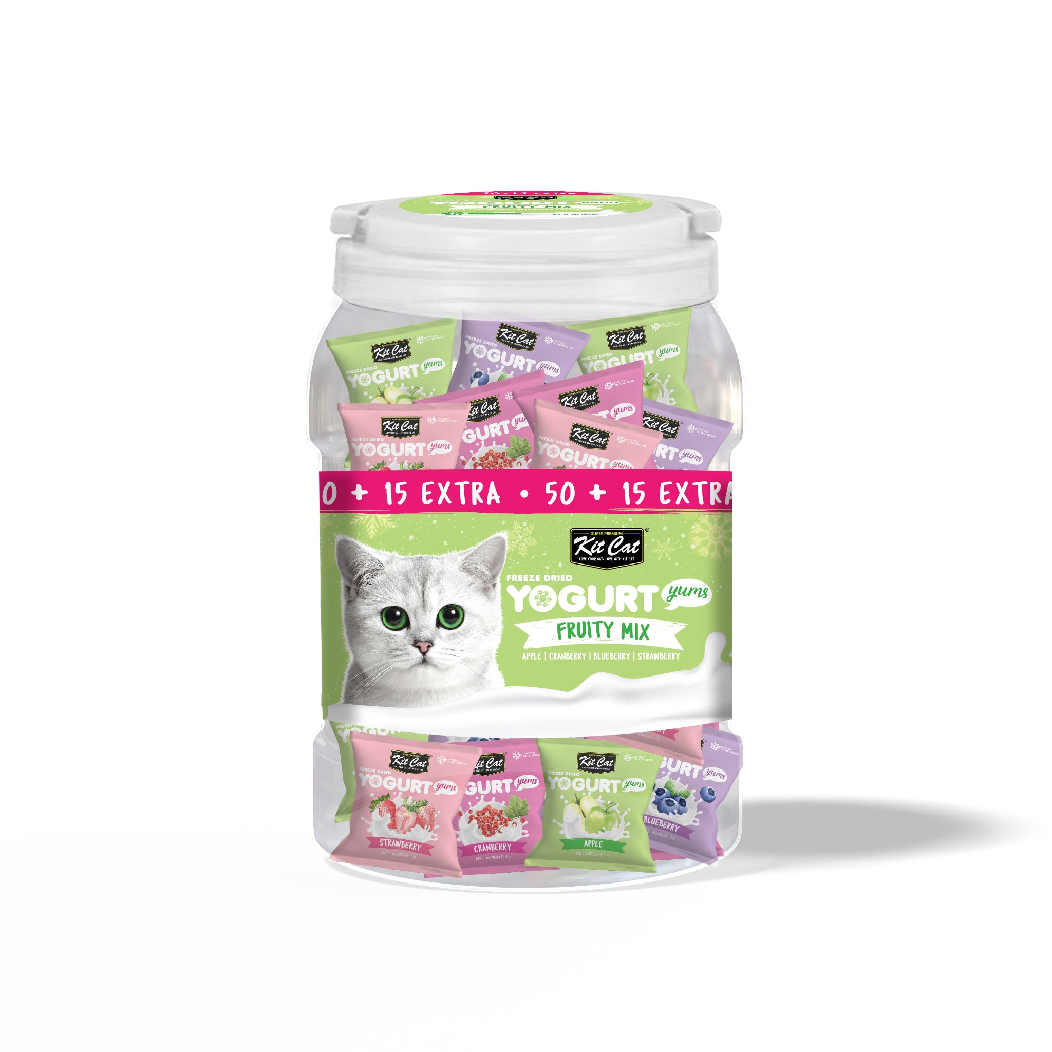 Kit Cat Yogurt Yums Freeze Dried Treats Tub for Cats (10g) 65pcs