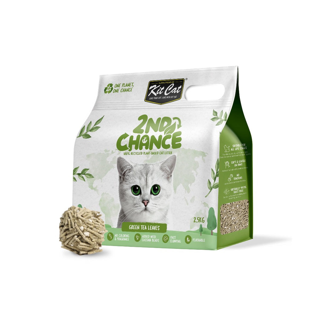 Kit Cat 2nd Chance Plant-Based Cat Litter - Green Tea Leaves (2.5KG).