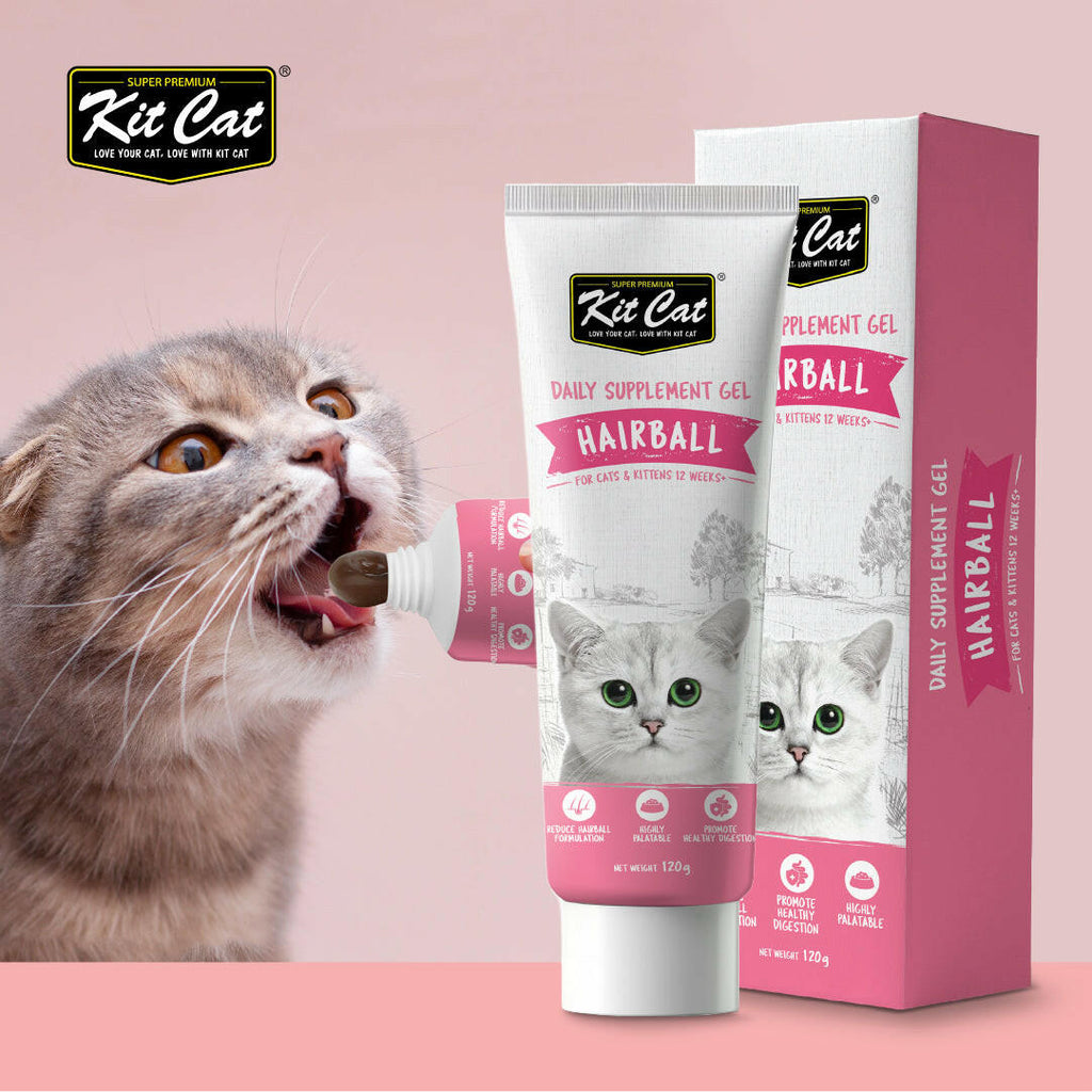 Kit Cat Daily Nutritional Supplement Gel For Cats & Kittens - Hairball (120g).
