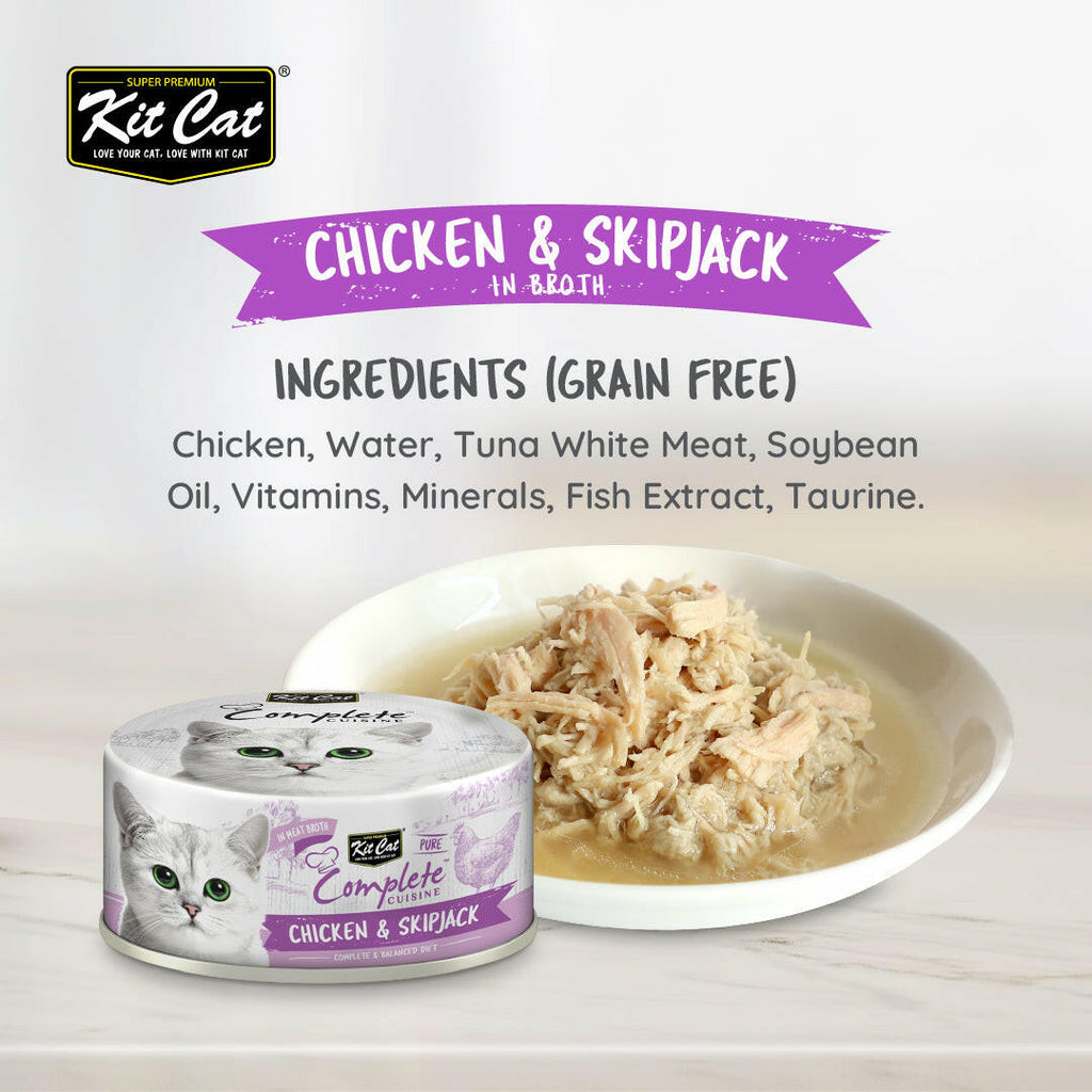 Kit Cat Complete Cuisine Pure Wet Cat Food - Chicken & Skipjack (70g).