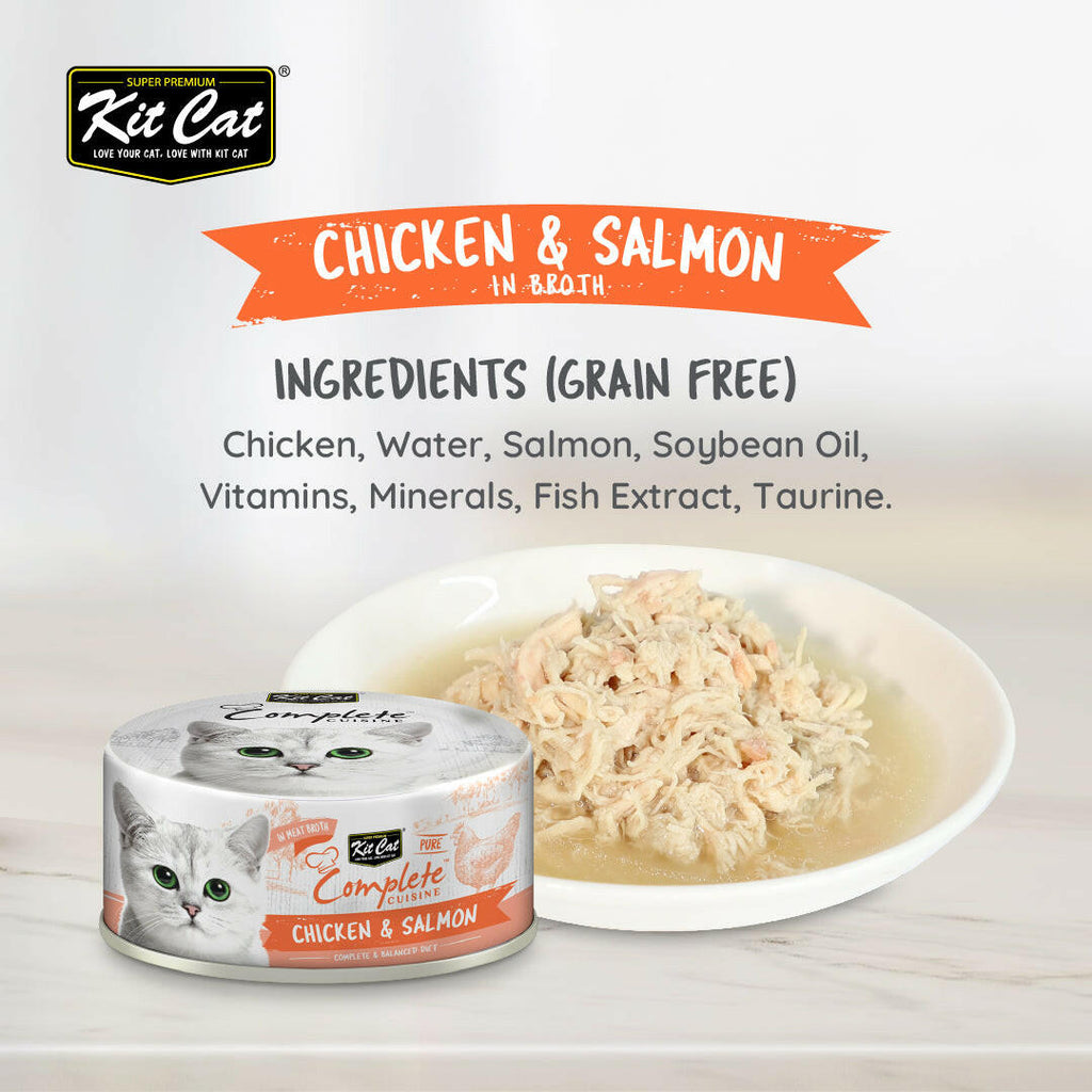 Kit Cat Complete Cuisine Pure Wet Cat Food - Chicken & Salmon (70g).