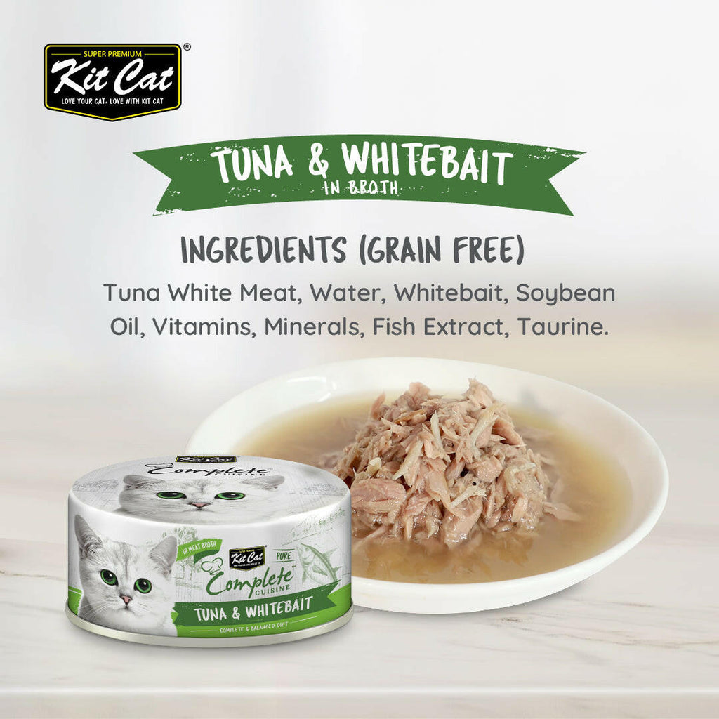 Kit Cat Complete Cuisine Pure Wet Cat Food - Tuna & Whitebait (70g).