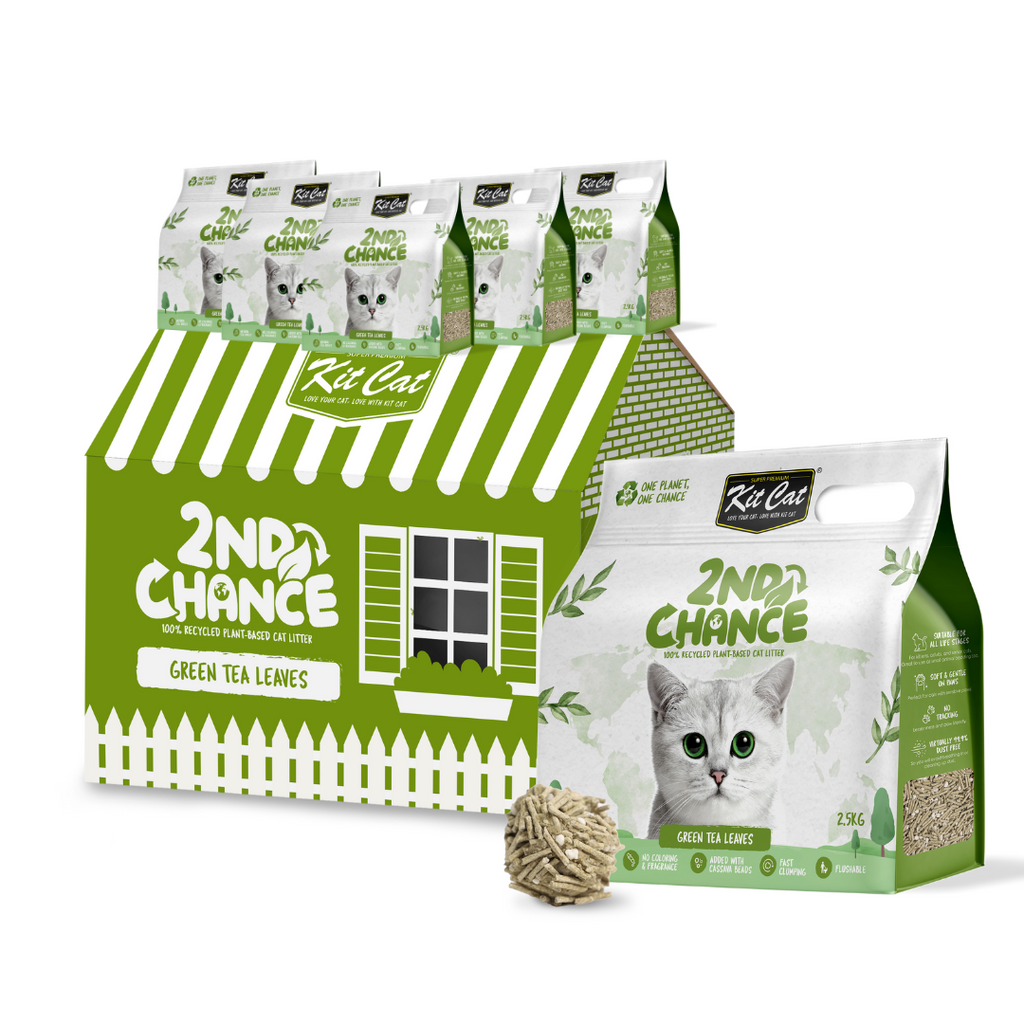 [CTN OF 6] Kit Cat 2nd Chance Plant-Based Cat Litter - Green Tea Leaves (6 X 2.5KG).