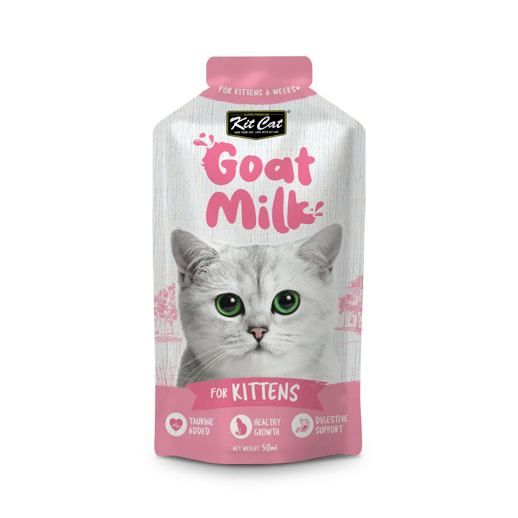 Kit Cat Lactose-Free Goat Milk Pouches for Kittens (50ml x 6).