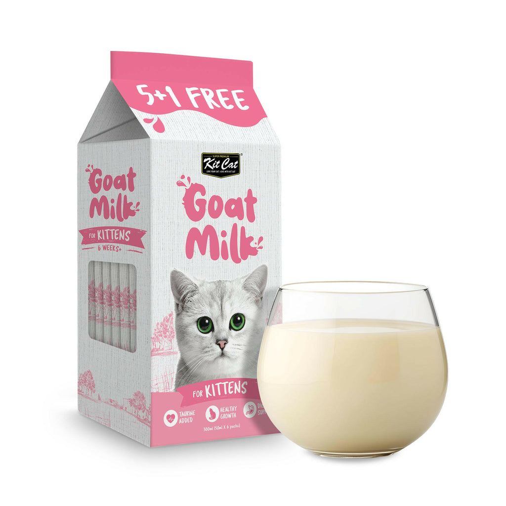 Kit Cat Lactose-Free Goat Milk Pouches for Kittens (50ml x 6).