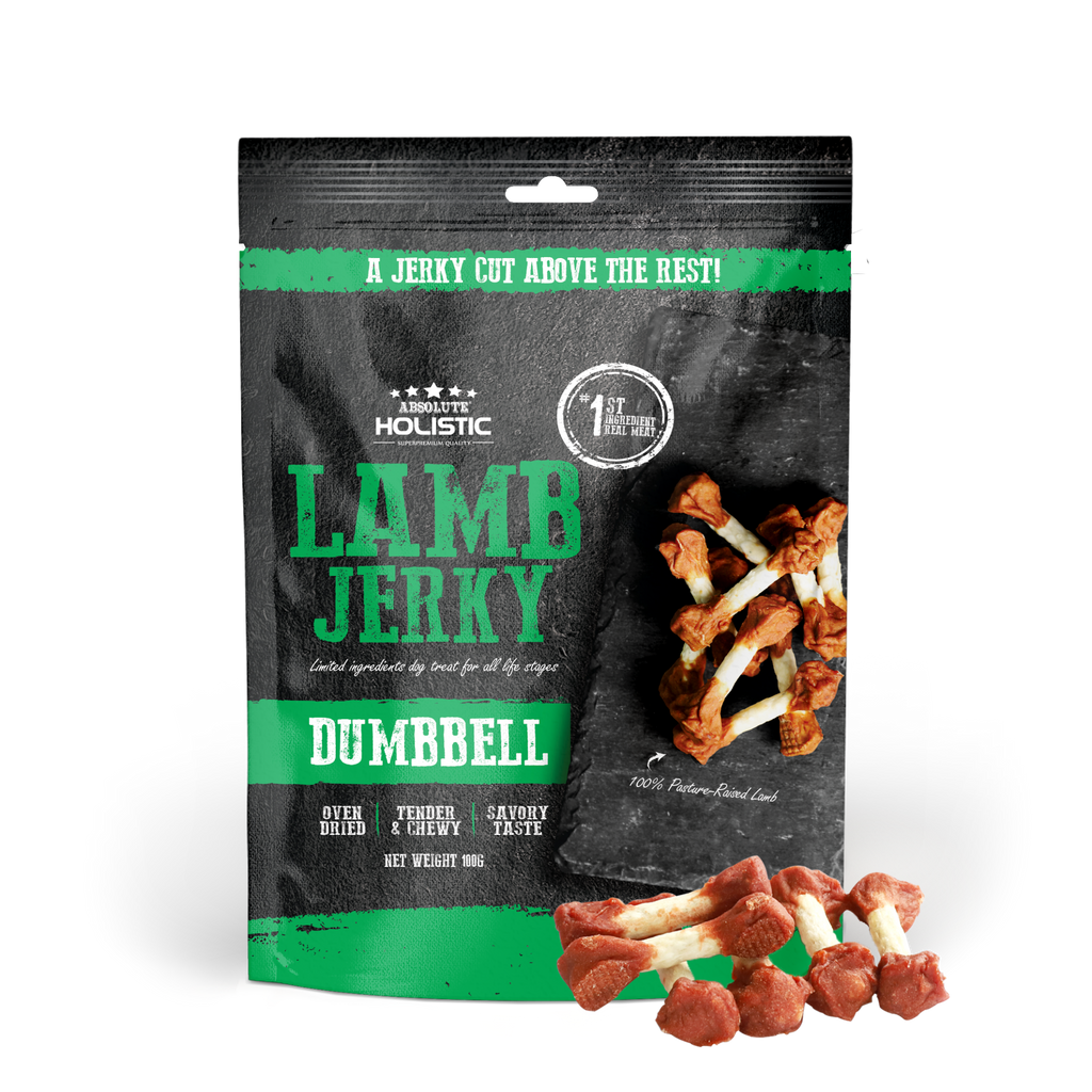 Absolute Holistic Grain Free Treats for Dog - Lamb Jerky Dumbbell (100g).