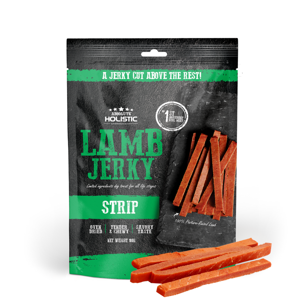 Absolute Holistic Grain Free Treats for Dog - Lamb Jerky Loin Strip (100g).