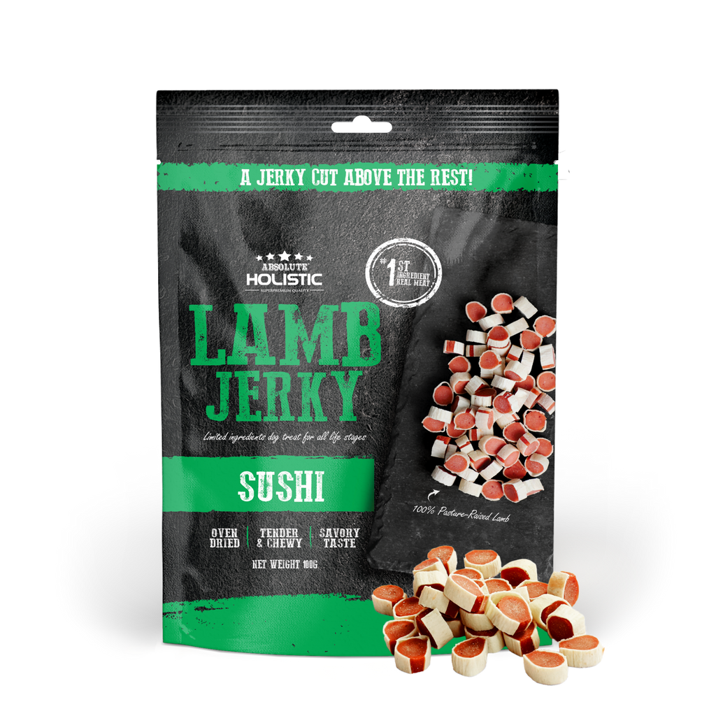 Absolute Holistic Grain Free Treats for Dog - Lamb Jerky Sushi (100g).