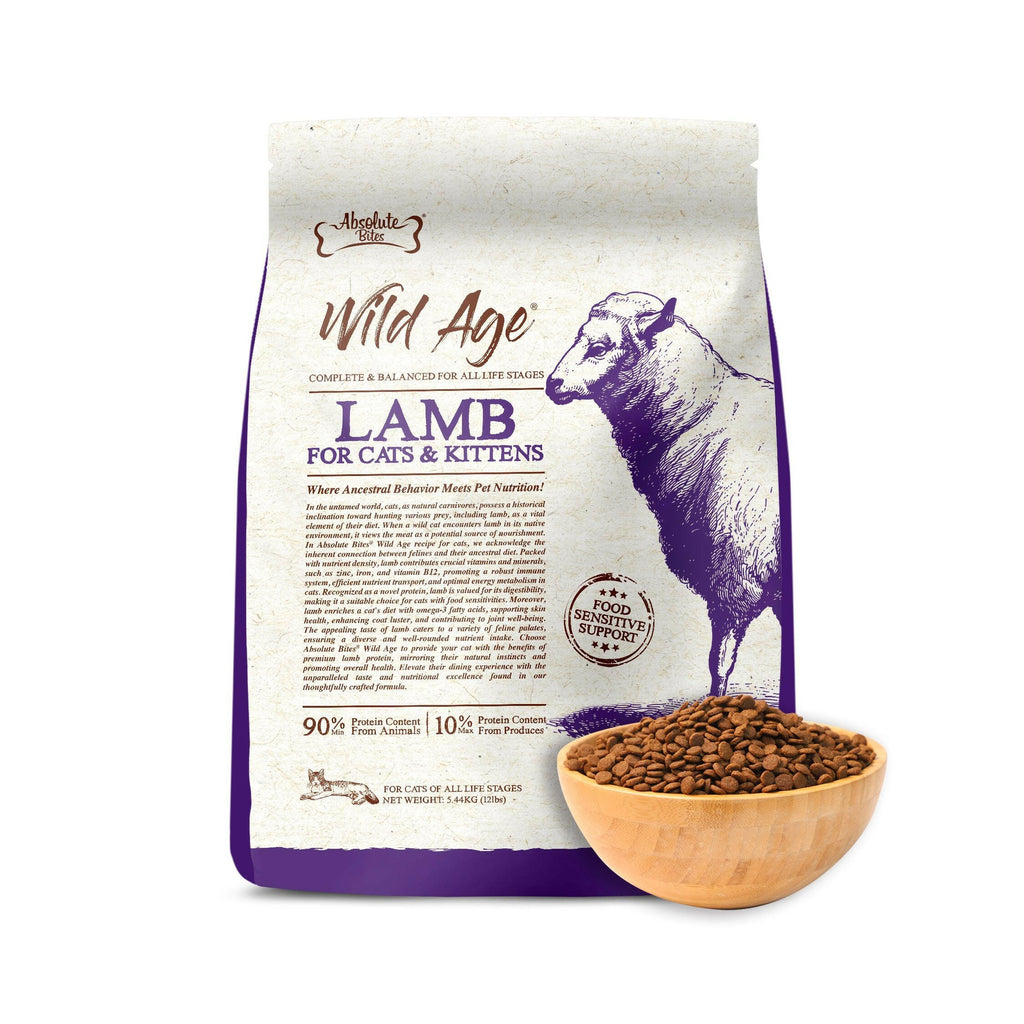 Absolute Bites Wild Age Dry Cat Food - Lamb (12lbs).