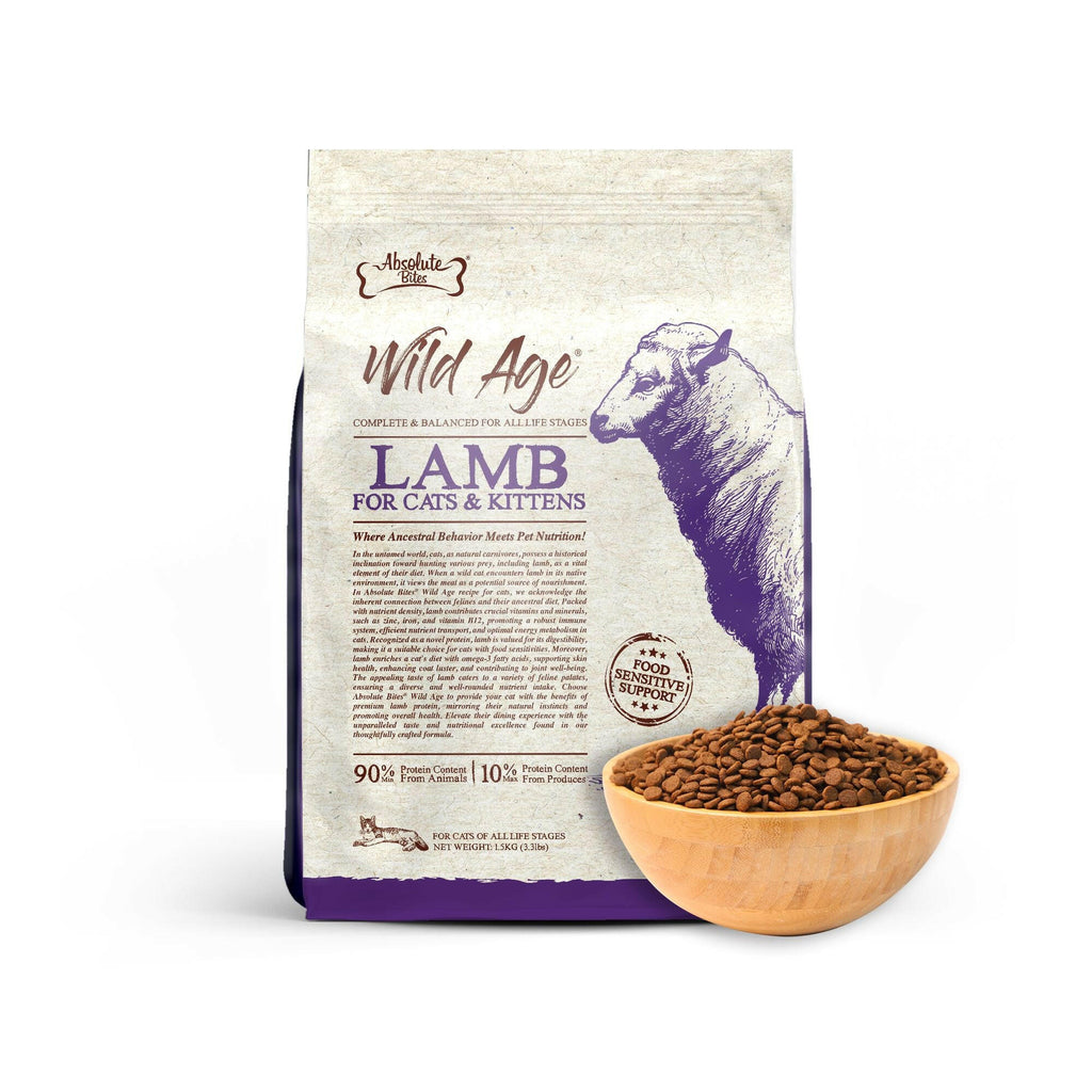 Absolute Bites Wild Age Dry Cat Food - Lamb (3.3lbs).