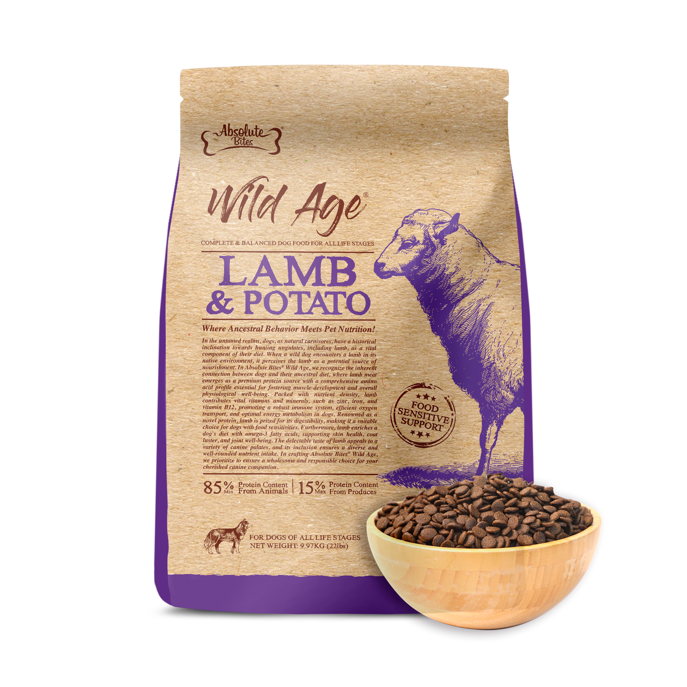 Absolute Bites Wild Age Dry Dog Food (22lbs) – B2K Pet