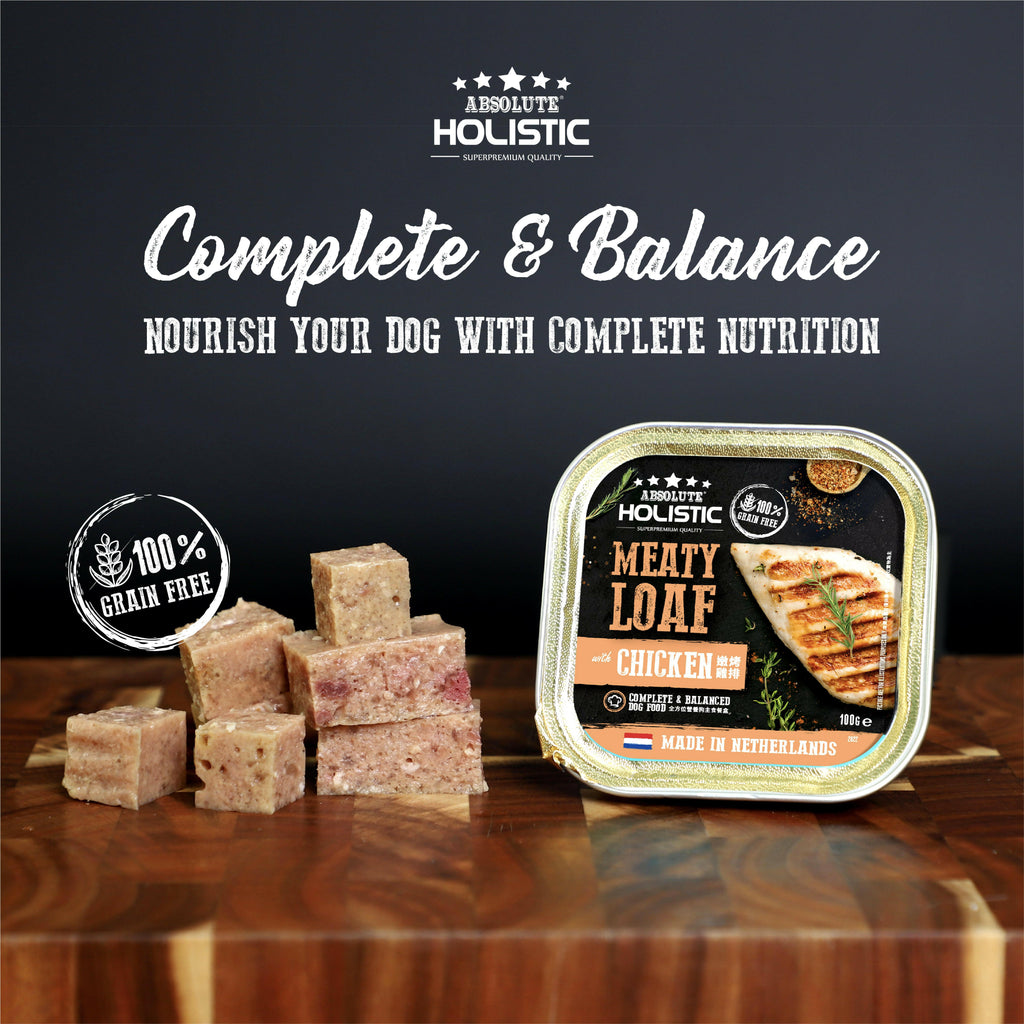 Absolute Holistic Complete & Balanced Meaty Loaf Wet Tray Food for Dog - Chicken(100g).