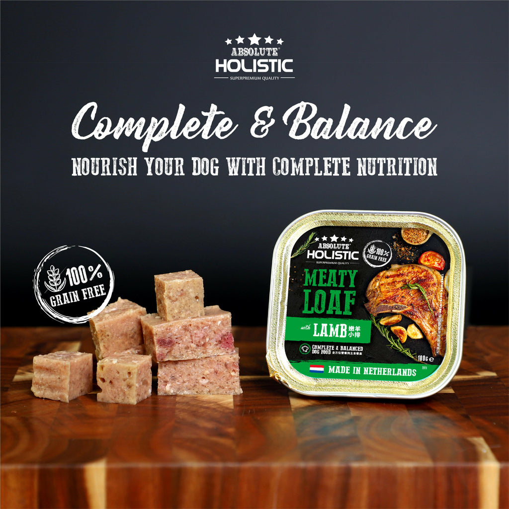 Absolute Holistic Complete & Balanced Meaty Loaf Wet Tray Food for Dog - Lamb(100g).