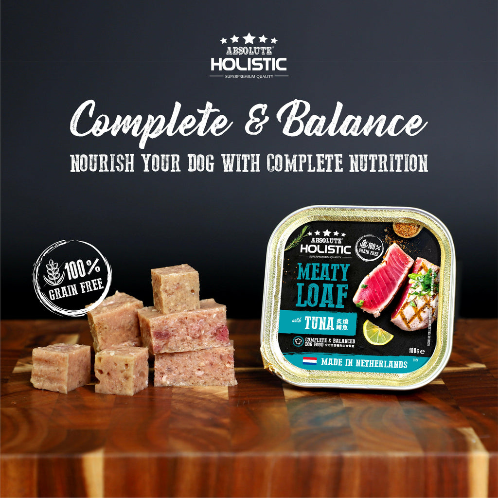 Absolute Holistic Complete & Balanced Meaty Loaf Wet Tray Food for Dog - Tuna(100g).