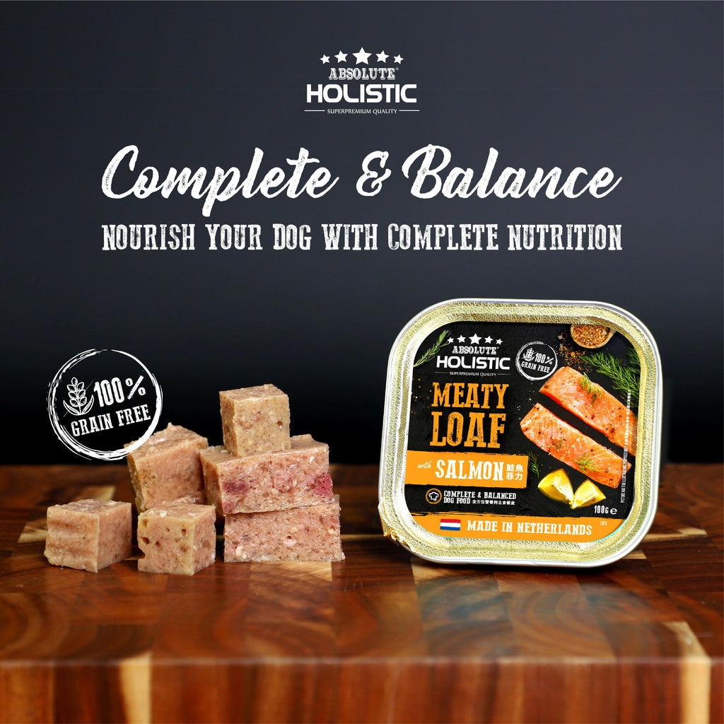 Absolute Holistic Complete & Balanced Meaty Loaf Wet Tray Food for Dog - Salmon(100g).