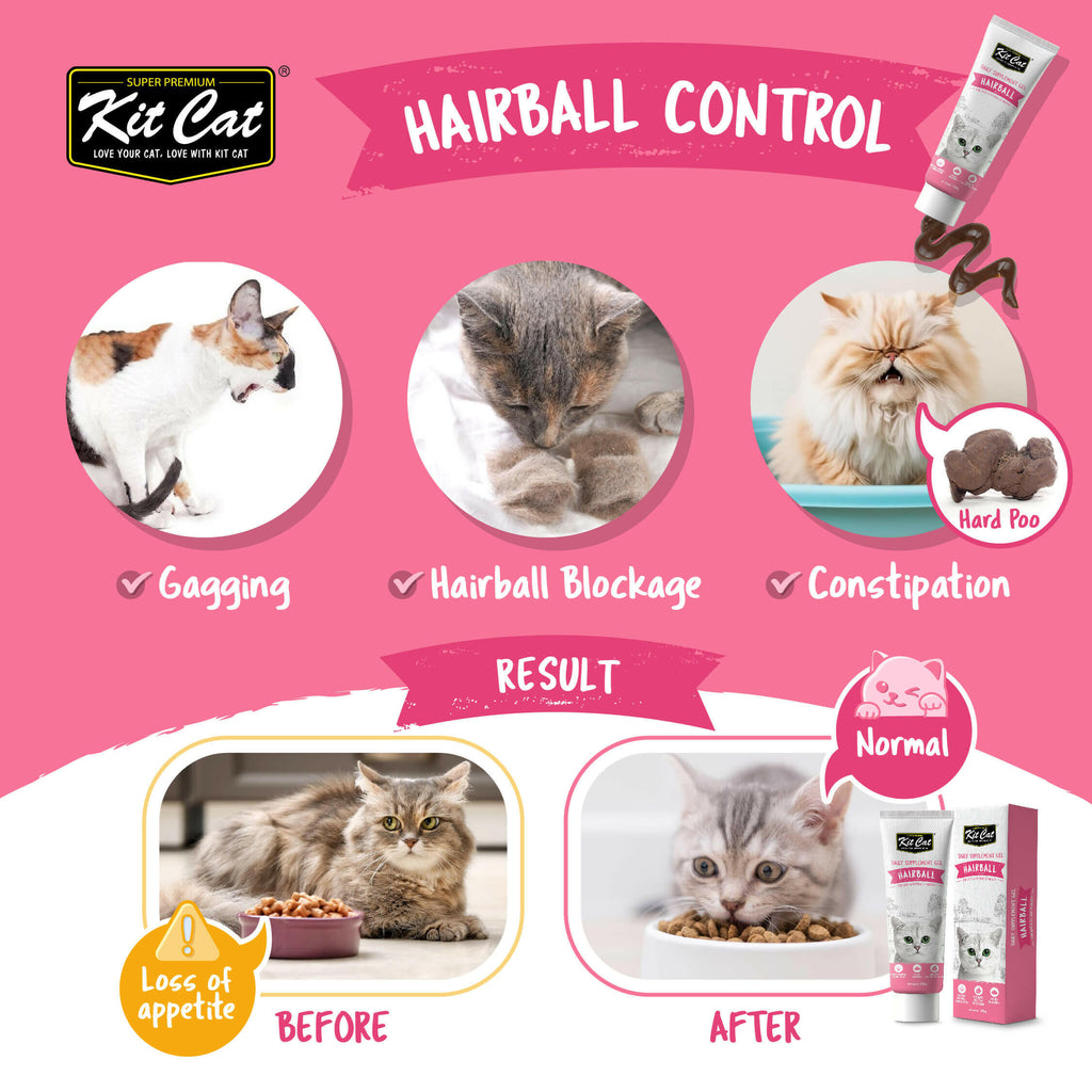 Kit Cat Daily Nutritional Supplement Gel For Cats & Kittens - Hairball (120g).