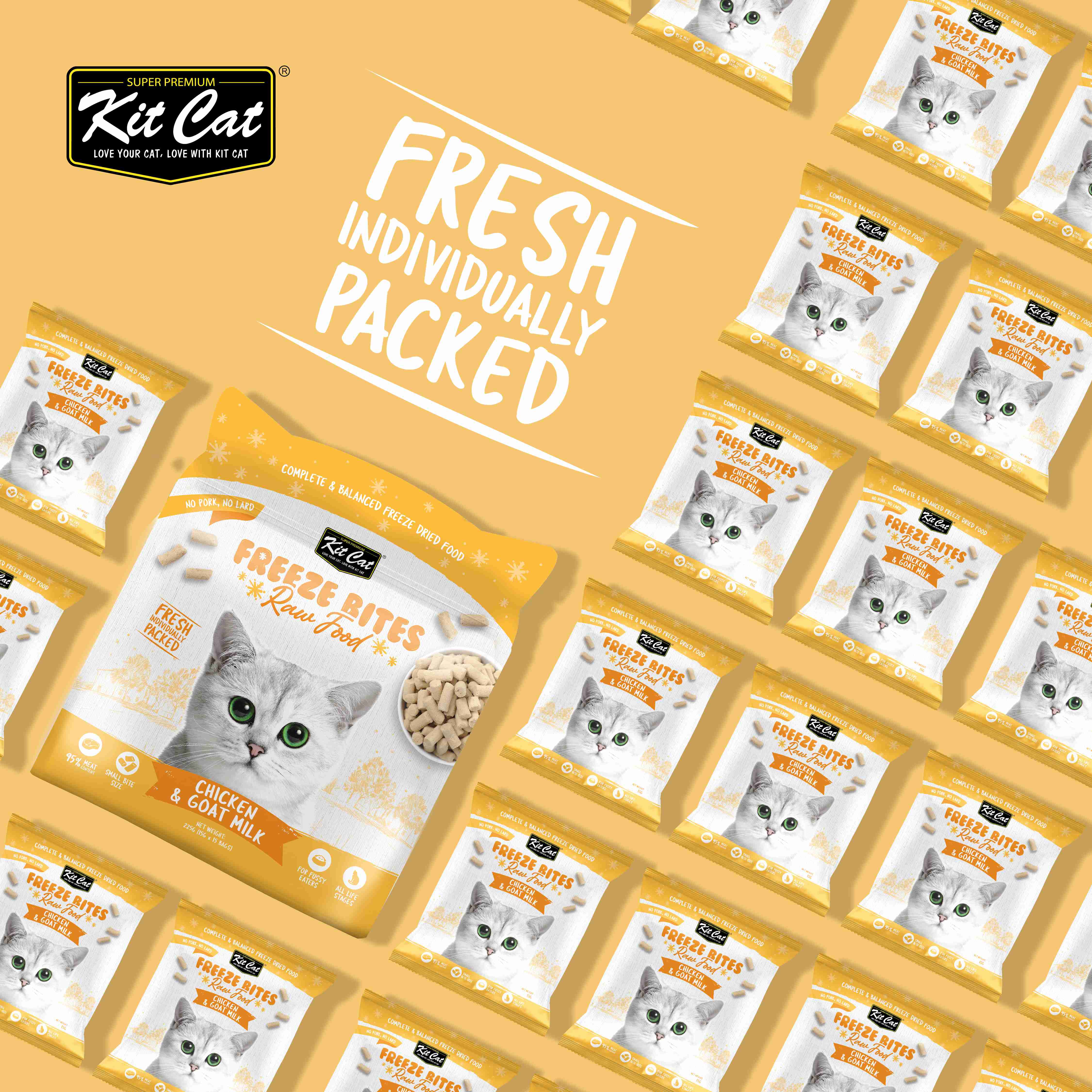 Kit Cat Freeze Bites Raw Diet for Cats (225g) | 15 Individual