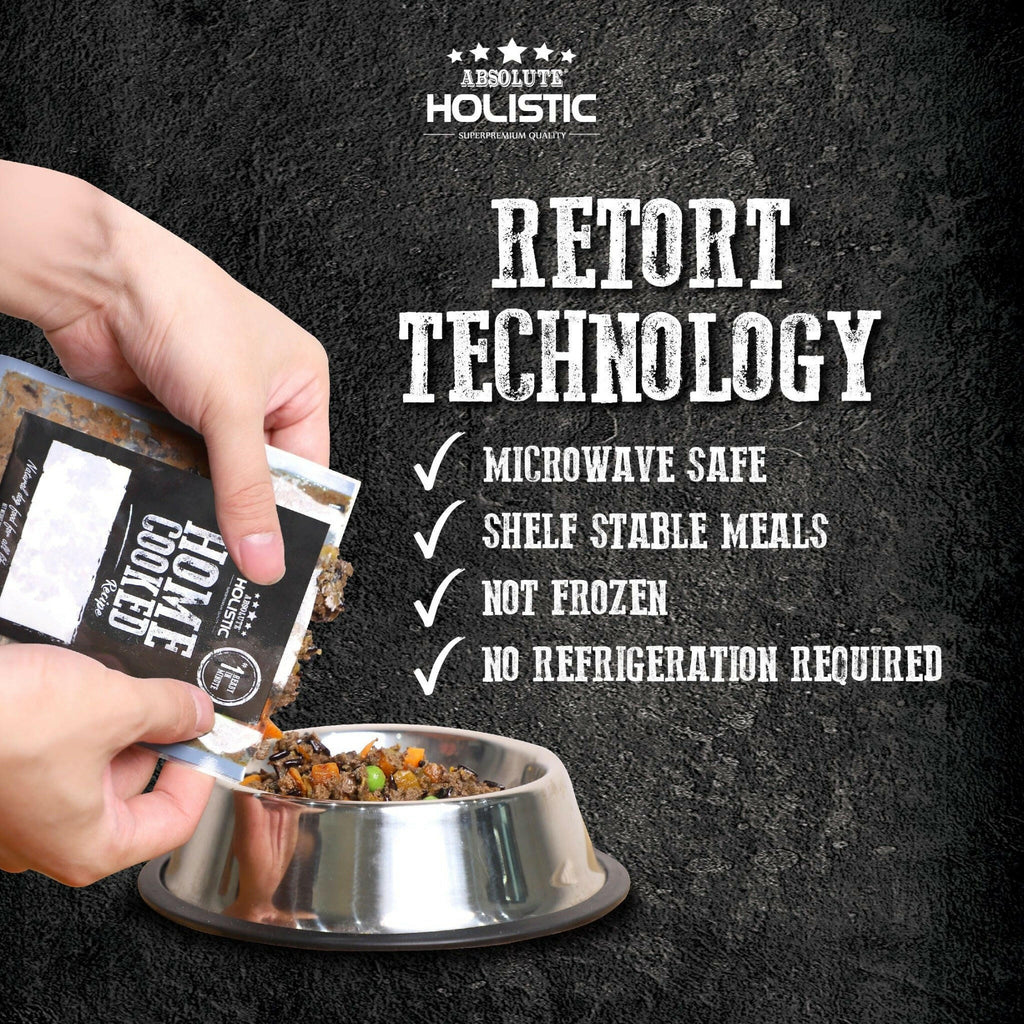 (Trial Pack) Absolute Holistic Home Cooked Style Recipe Gently Cooked Dog Food (125g x 3) - Beef, Peas & Salmon.