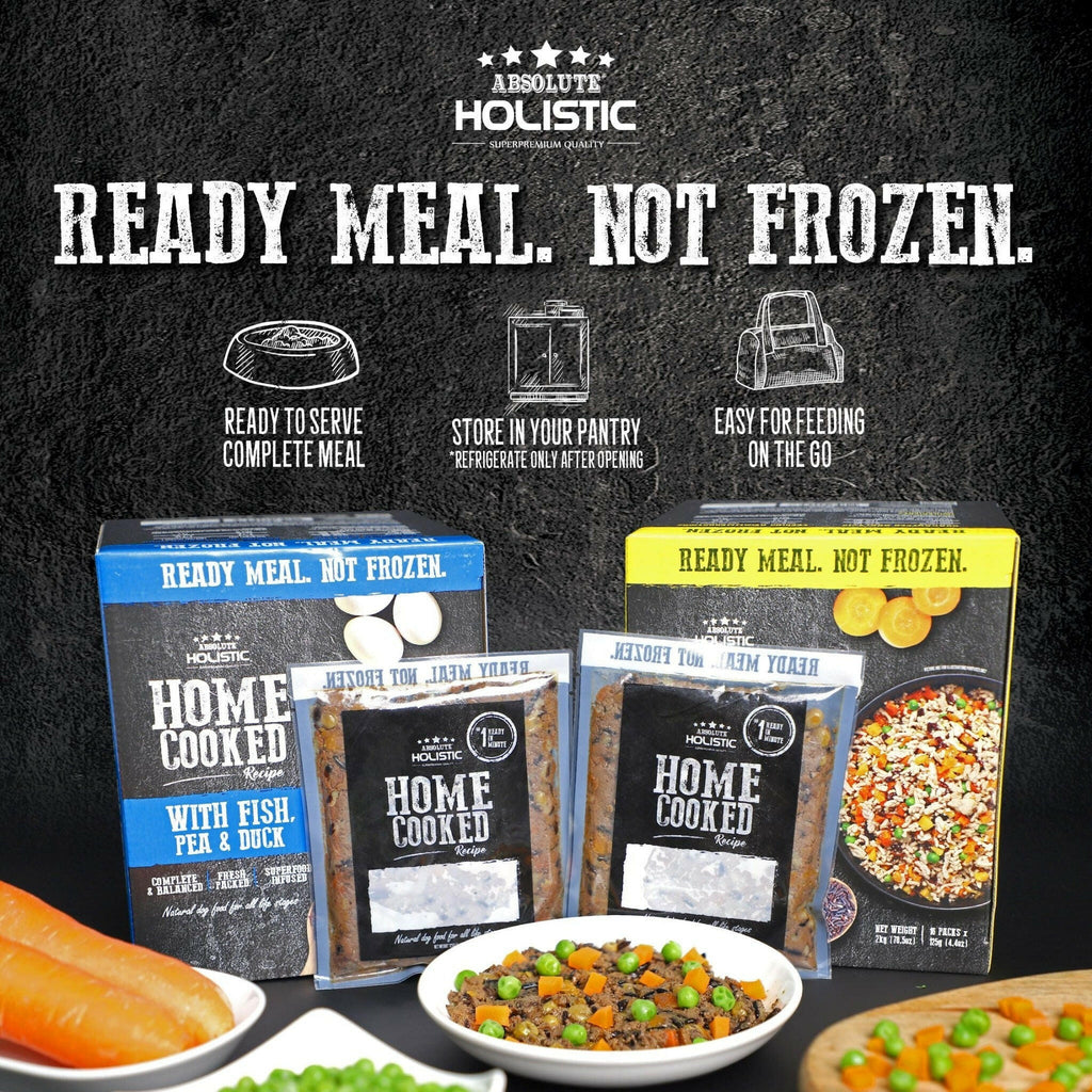 Absolute Holistic Home Cooked Style Recipe Gently Cooked Dog Food (2kg) - Salmon, Peas & Pumpkin.