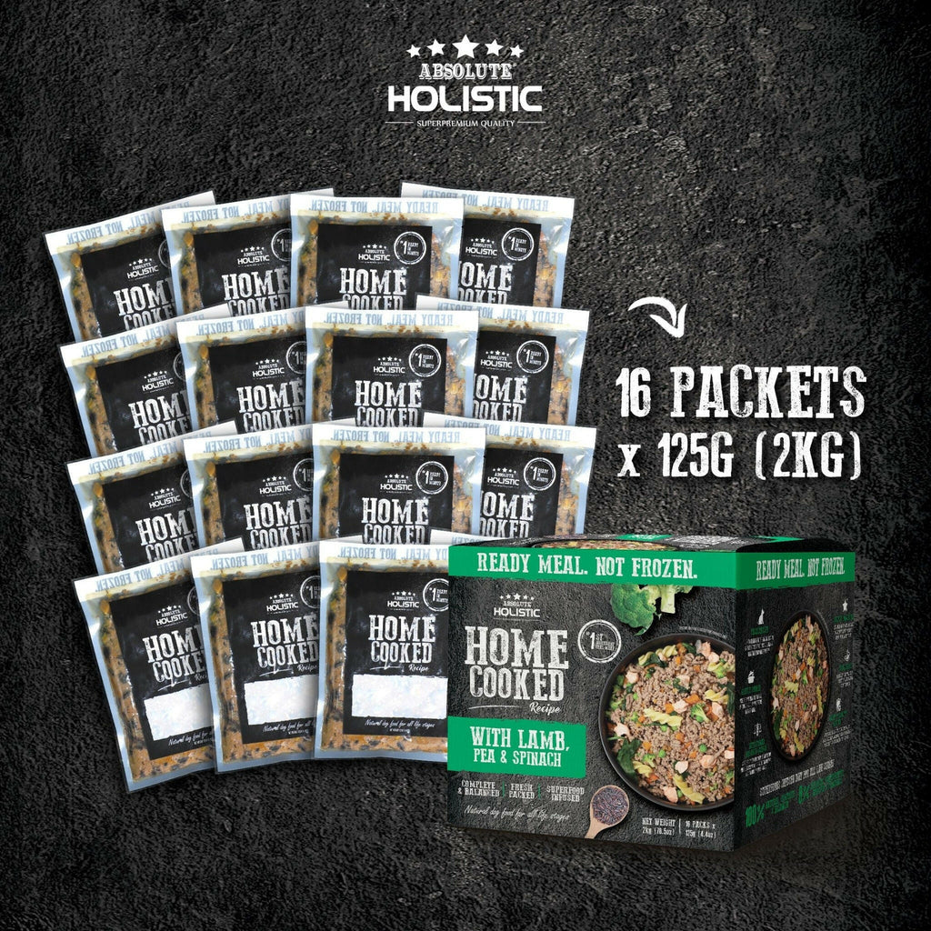 Absolute Holistic Home Cooked Style Recipe Gently Cooked Dog Food (2kg) - Salmon, Peas & Pumpkin.