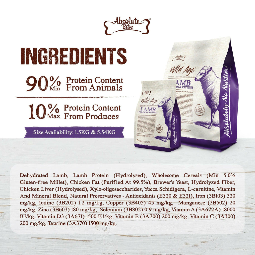 Absolute Bites Wild Age Dry Cat Food - Lamb (Sample).