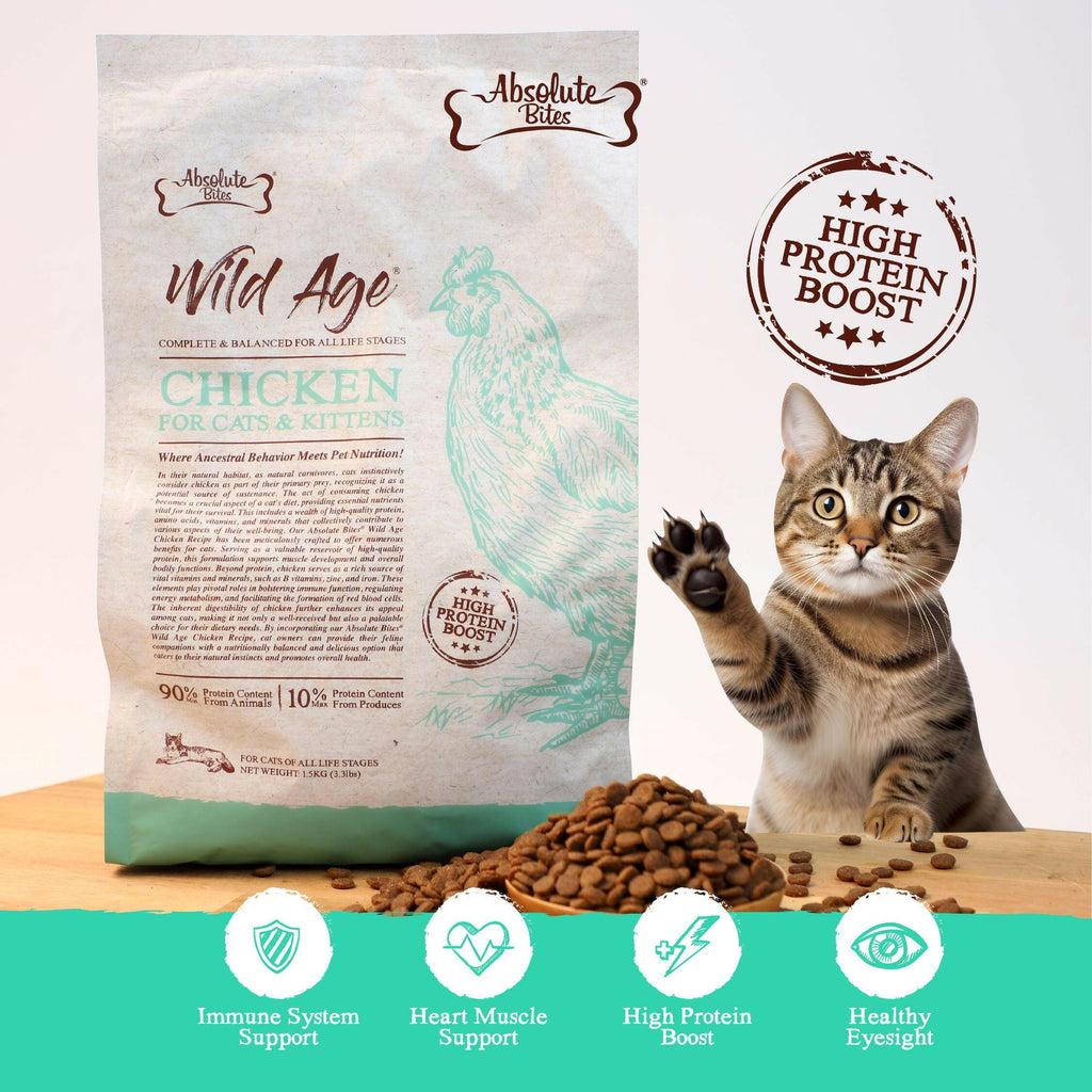 Absolute Bites Wild Age Dry Cat Food - Chicken (12lbs).