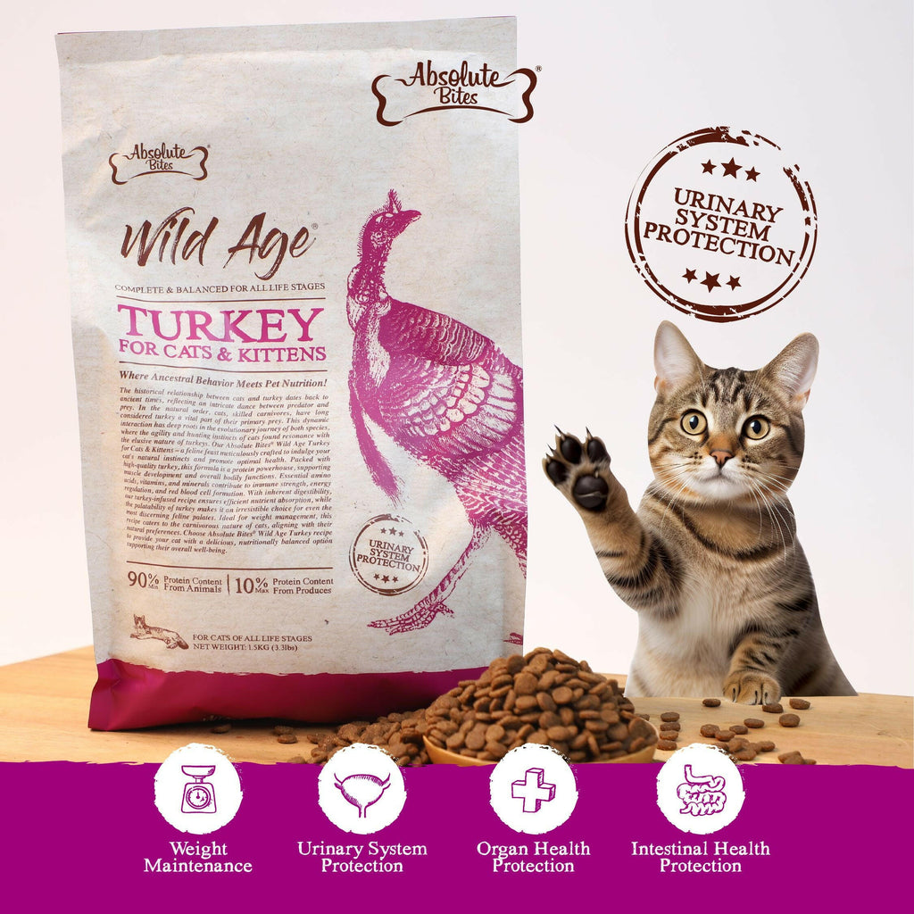 Absolute Bites Wild Age Dry Cat Food - Turkey (3.3lbs).