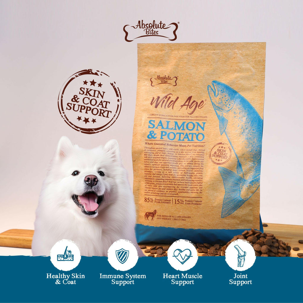 Absolute Bites Wild Age Dry Dog Food - Salmon & Potato (22lbs).
