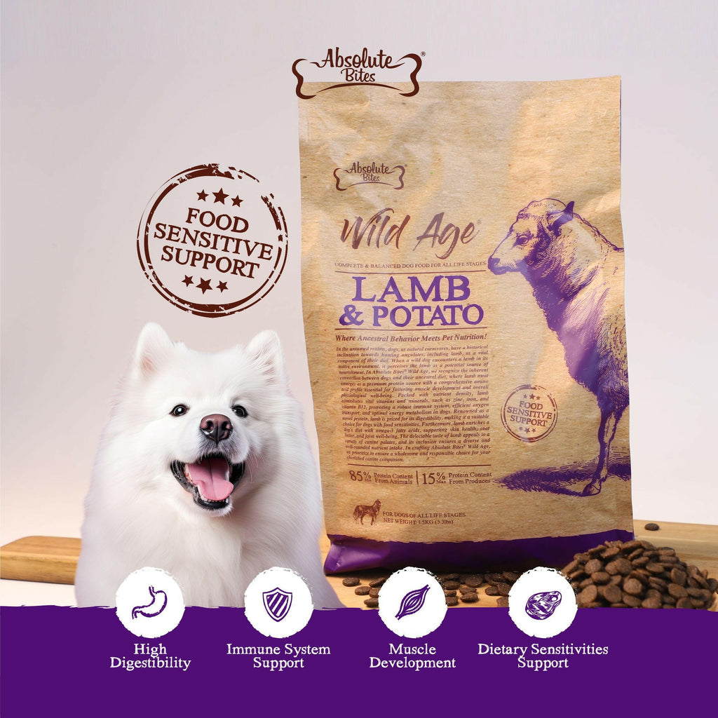 Absolute Bites Wild Age Dry Dog Food - Lamb & Potato (22lbs).
