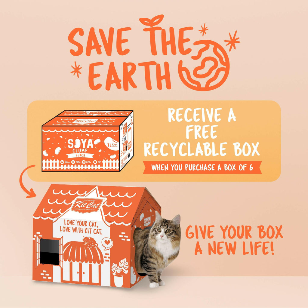 [CTN OF 6] Kit Cat Soya Clump Cat Litter - Peach (6x7L).
