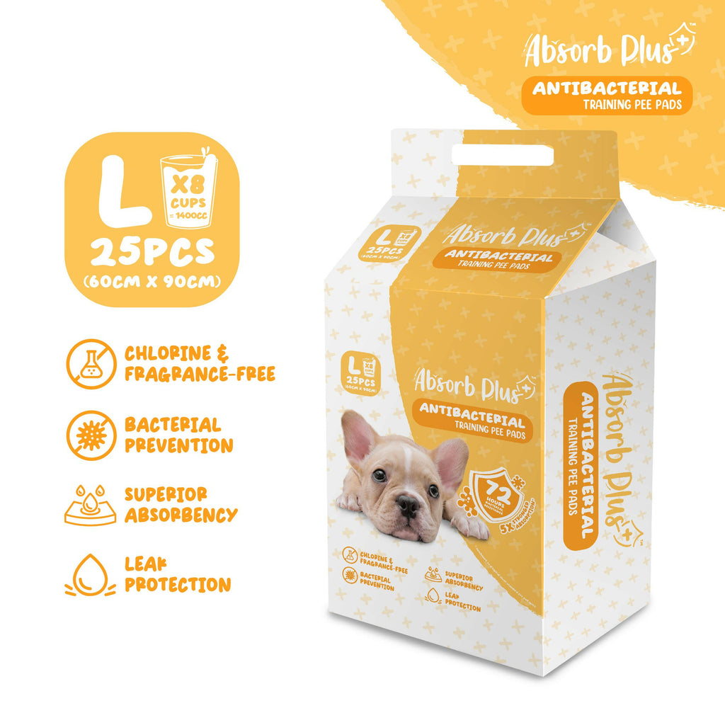 [CTN OF 8] Absorb Plus Antibacterial Pee Pad Pet Sheets - L (8x25pcs) | 60cm x 90cm.