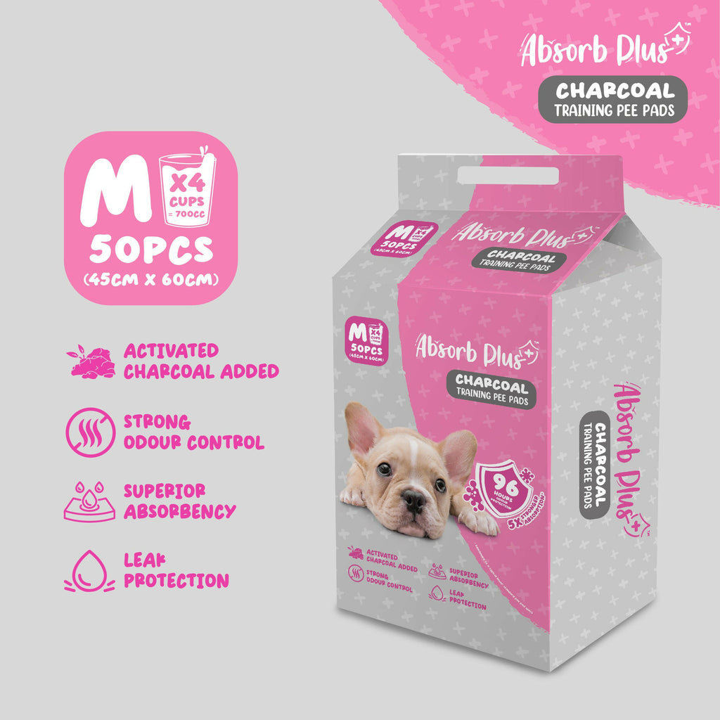 [CTN OF 8] Absorb Plus Charcoal Pee Pad Pet Sheets - M (8x50pcs) | 45cm x 60cm.