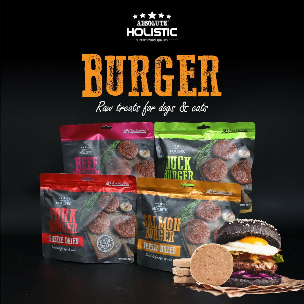 Absolute Holistic Freeze Dried Raw Treats for Cats & Dogs - Duck Burger (80g).