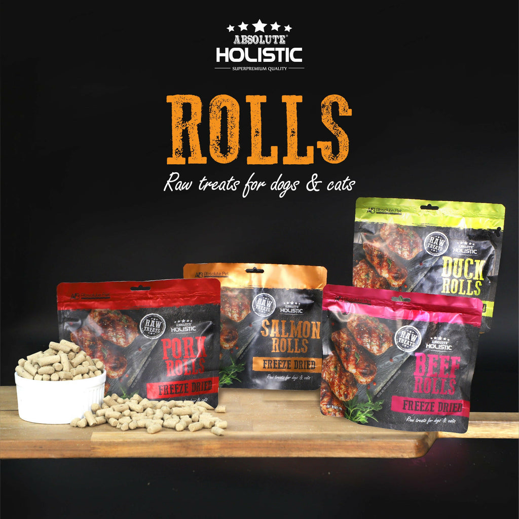 Absolute Holistic Freeze Dried Raw Treats for Cats & Dogs - Salmon Rolls (60g).