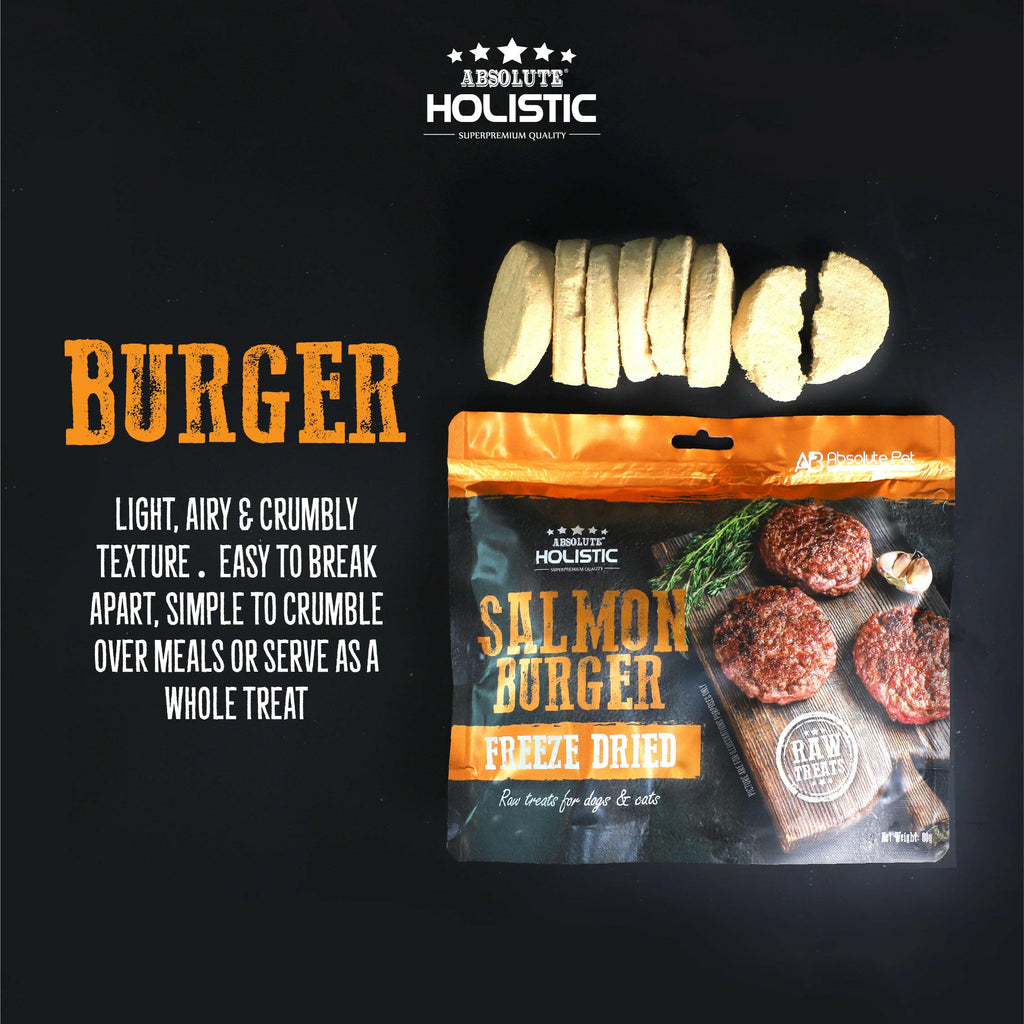 Absolute Holistic Freeze Dried Raw Treats for Cats & Dogs - Duck Burger (80g).