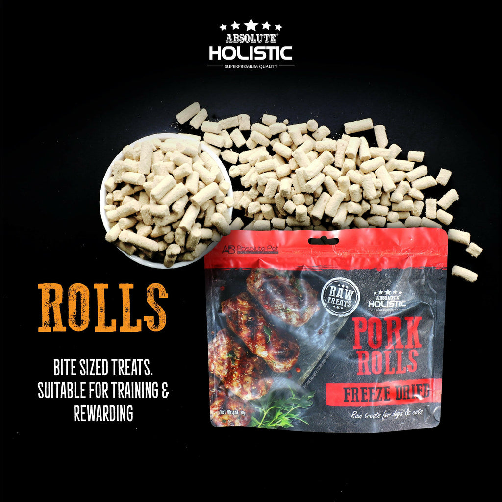 Absolute Holistic Freeze Dried Raw Treats for Cats & Dogs - Salmon Rolls (60g).
