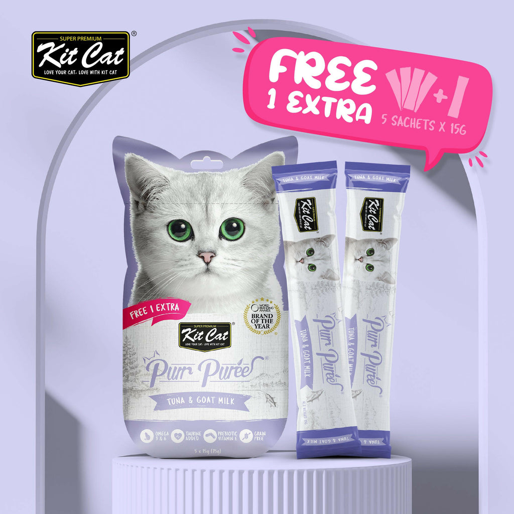 Kit Cat Purr Puree Liquid Treats for Cat - Tuna & Goat Milk (15g) | 5 Sticks.
