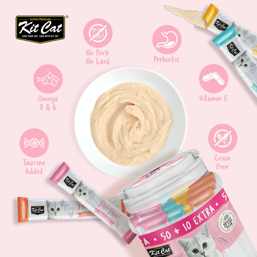 Kit Cat Purr Puree Liquid Treats for Cats - Variety Mix (15g) | 60 Sticks.