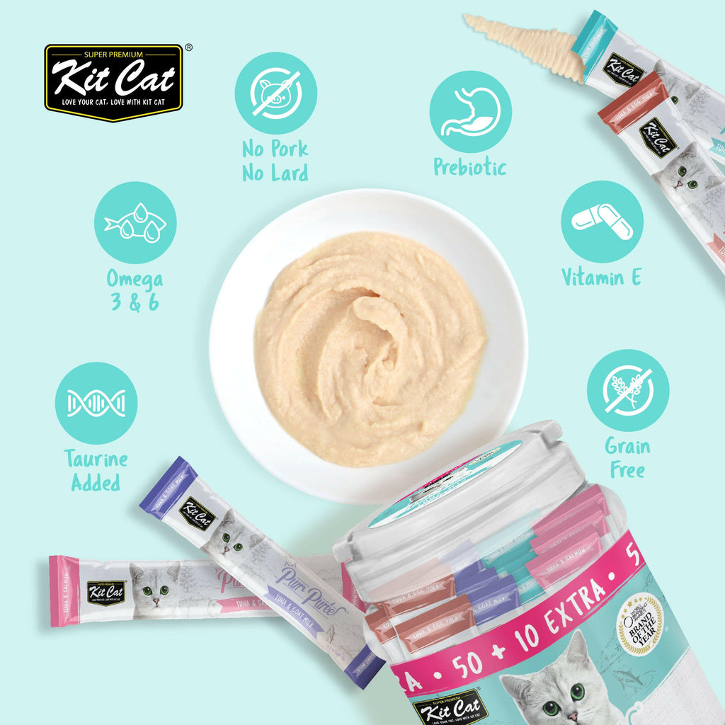 Kit Cat Purr Puree Liquid Treats for Cats - Tuna Mix (15g) | 60 Sticks.