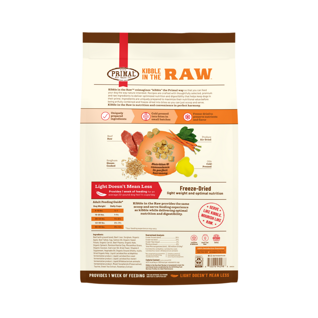 Primal Freeze Dried Kibble In The Raw Food For Dogs - Beef (1.5 lbs).