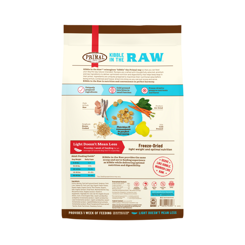 Primal Freeze Dried Kibble In The Raw Food For Dogs - Fish & Pork  (1.5 lbs).