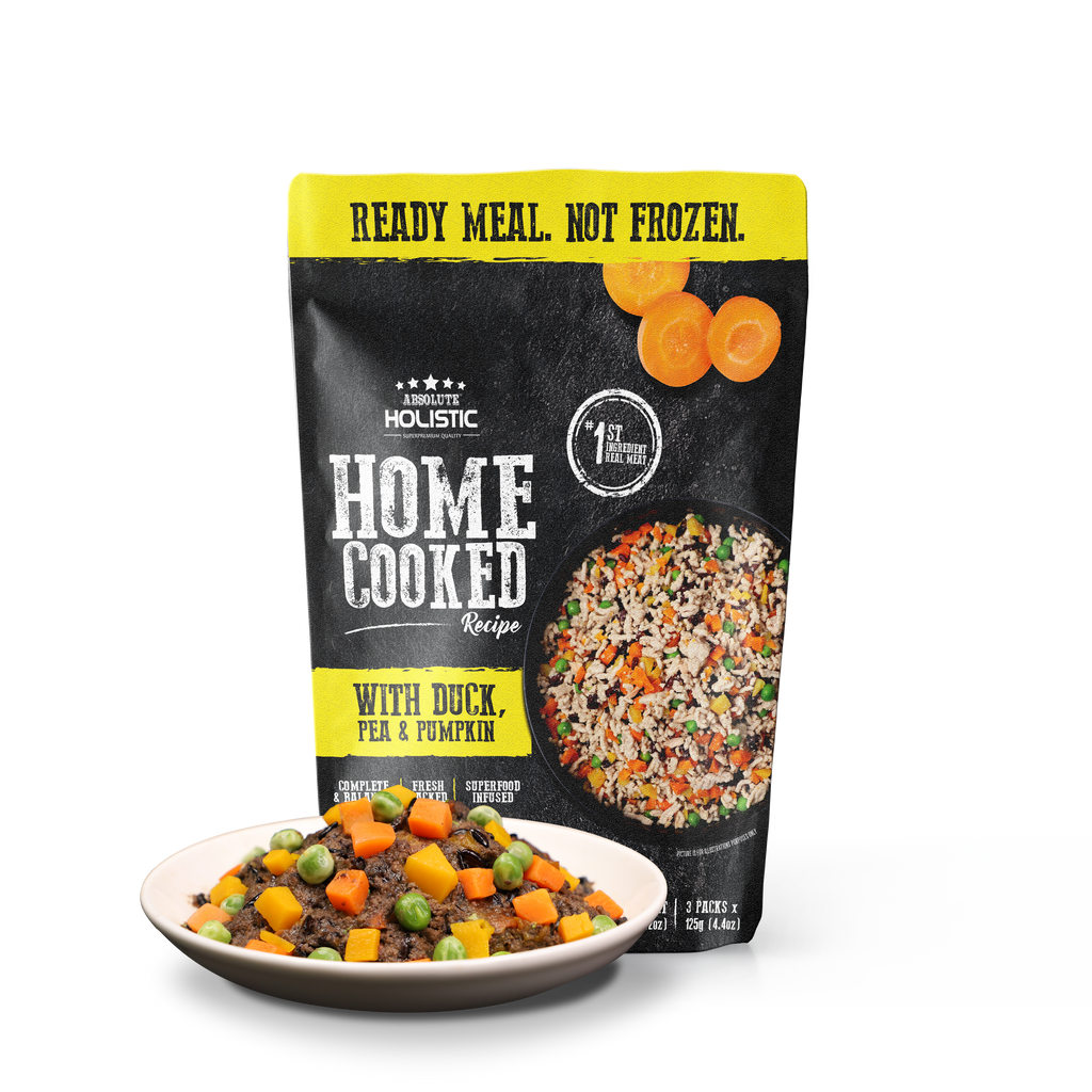 (Trial Pack) Absolute Holistic Home Cooked Style Recipe Gently Cooked Dog Food - Duck, Peas & Pumpkin.