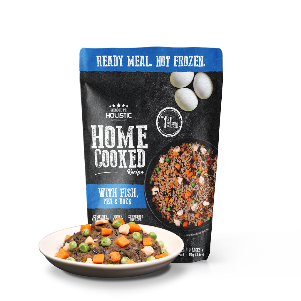 (Trial Pack) Absolute Holistic Home Cooked Style Recipe Gently Cooked Dog Food (125g x 3) - Fish, Peas & Duck.