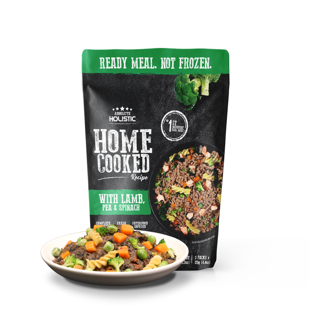 (Trial Pack) Absolute Holistic Home Cooked Style Recipe Gently Cooked Dog Food (125g x 3) - Lamb, Peas & Spinach.