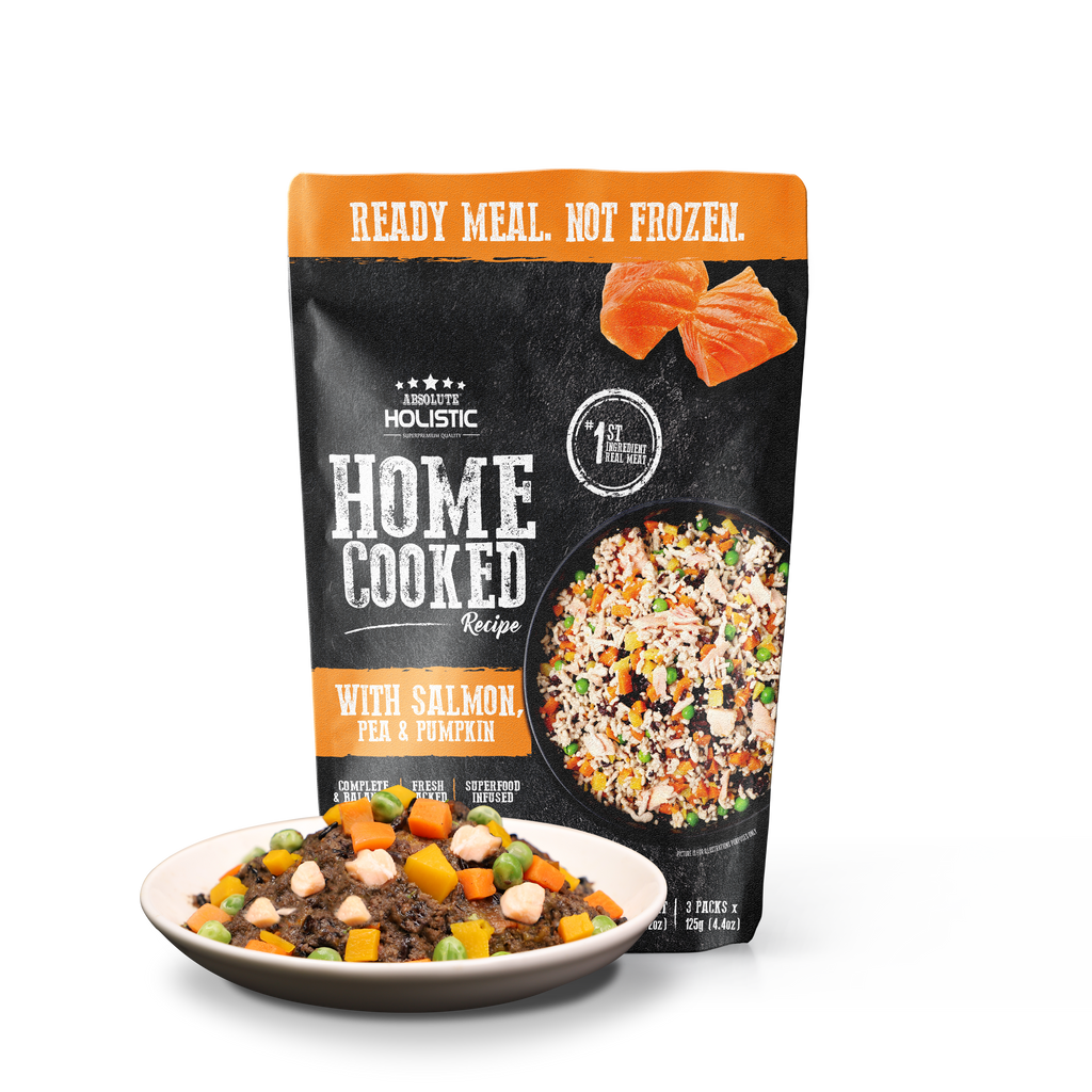(Trial Pack) Absolute Holistic Home Cooked Style Recipe Gently Cooked Dog Food - Salmon, Peas & Pumpkin.